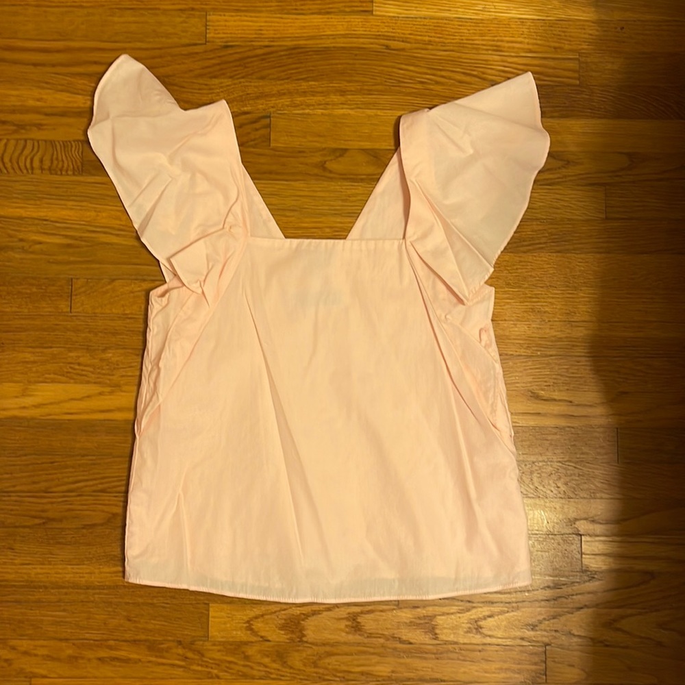 ZARA - NWOT WOMEN’S RUFFLE SLEEVE LIGHT PINK BLOUSE - SIZE XS